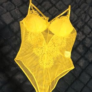 Brand new yellow lace bodysuit